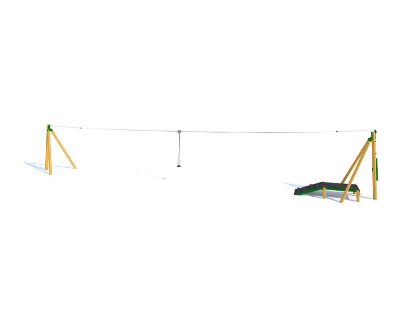 Technical render of a Zip Wire 1-Way (25M)